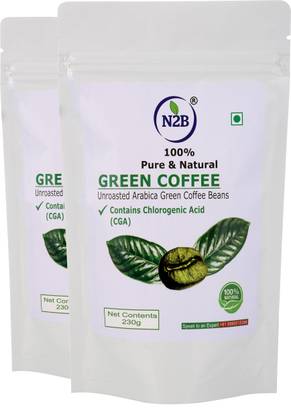 N2B Organic Green Coffee Beans for Weight Loss Management 230g Pack of 2 Instant Coffee