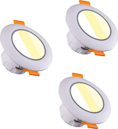 vergin 3Watt Tri Color (WHITE + WARM.WHITE + NATURAL WHITE ) Deep Junction LED Light / Ceiling LED Light (Pack of 3) Recessed Ceiling Light Ceiling Lamp