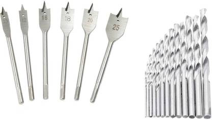 Inditrust 13PC HSS,SET & 6PC FLAT WOOD BIT Combo