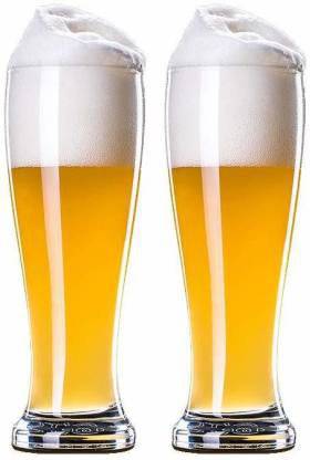 FancyCrystal (Pack of 2) Beer Glass, Clear Classic Pilsner Glass Set, Bar Weizen Glass, Wheat Beer Glasses, Set of 2-425 ml Glass Set Beer Glass