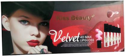 Kiss Beauty Velvet 4D MAX Lipgloss, Multi Shade, Pack of 24