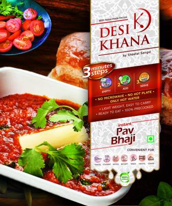 Desi Khana Instant PAV BHAJI Ready to Eat Freeze Dried (Space Food) (Makes 225 gm Approx) 60 g
