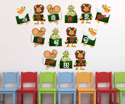 Wallzone 70 cm Tamil Alphabets Removable Sticker