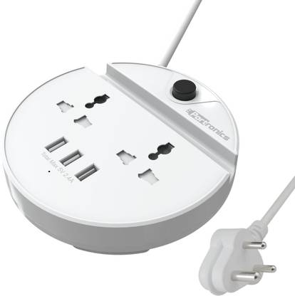 Portronics Power Bun with 2 Sockets, 3 USB Ports, Mobile Holder, 1.5m Cord, 2500W 2  Socket Extension Boards