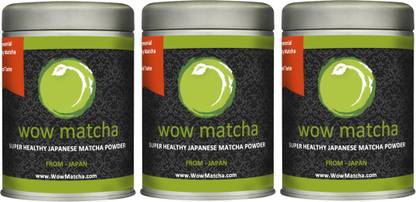 Wow Matcha Japanese Ceremonial Grade Hand Ground Matcha Green Tea Powder (3 Pcs Combo Pack) Unflavoured Matcha Tea Tin
