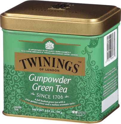 TWININGS Gunpowder Green Tea Light (Imported) Unflavoured Green Tea Tin
