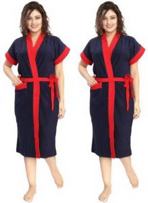 DDH BLUE RED Free Size Bath Robe
