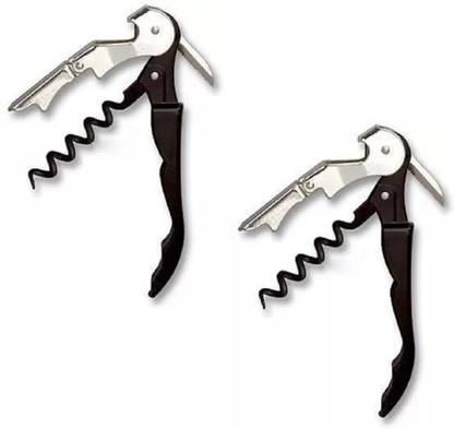 Protos India.Net 2 Pcs Stainless Steel Bottle Opener Corkscrew Wine Opener Can Opener 2 Pcs Wine Bottle Opener Corkscrew Can Opener Bottle Opener Set