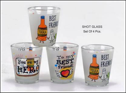 dollar store (Pack of 4) frosted printed tequila shot 60 ml Glass Set Shot Glass
