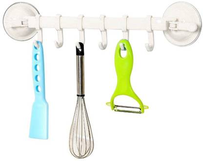 Tagve Wall Vacuum Rack Suction Cup 6 Hooks Towel Bathroom Kitchen Holder Sucker Hangers Tough Swivel Hook 6