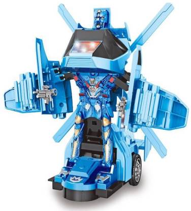 ToyGalaxy FIGHTER WARRIOR ROBOT HELICOPTER WITH LIGHT AND BUMP N GO TOY