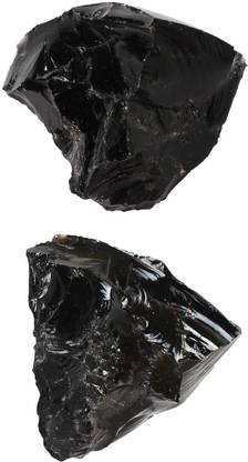 Jewelswonder 100 % Original & Natural Black Obsidian Raw Rough With JGL Lab Certified Decorative Showpiece  -  2 cm
