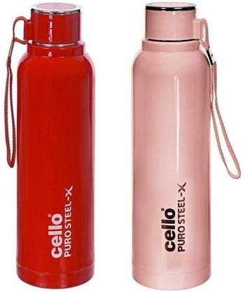 cello Puro Steel-X Benz 600 Insulated Inner Steel Outer Plastic Water Bottle, 520 ml Steel, Plastic Bottle