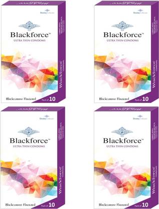Black Force Black Currant Flavoured Condoms 4 Box ( 10 in each Box) Condom
