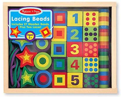 MELISSA & DOUG Wooden Lacing Beads in a Box
