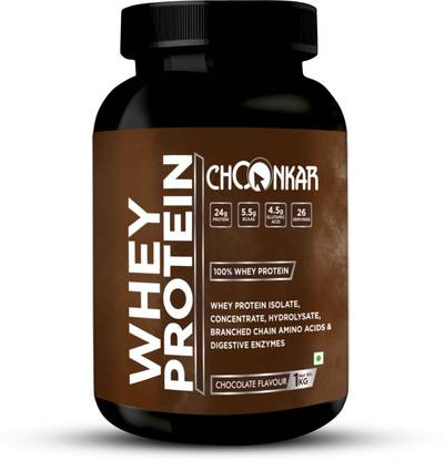 Choonkar 100% Whey Protein Isolate - 1kg (Chocolate Flavour) Whey Protein