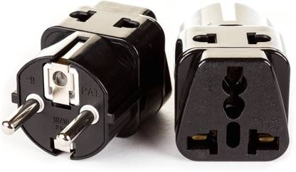 OREI India to European Schuko (Type E/F) Travel Adapter Plug - 2 in 1 - 2 Pack Worldwide Adaptor