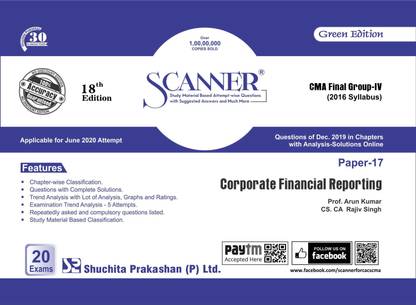 Scanner CMA Final Group-IV (2016 Syllabus) Paper-17 Corporate Financial Reporting(Green Edition) (Applicable for June 2020 Attempt)