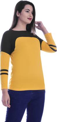 Solid Women Yellow T-Shirt