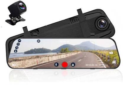 amiciVision Car DVR Dash Camera 10 Inch Rear/Back View Mirror Full HD 1080P, 170 Degree Wide Angle, G-Sensor, Night Vision Dash Video Recorder Reverse Assist Camera System