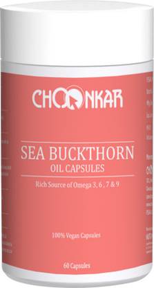 Choonkar Seabuckthorn Oil Capsules Omega 3, 6, 9 & 7 Essential Fatty Acids Vegan Capsules