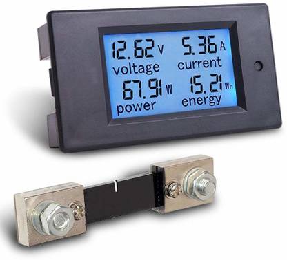 amiciSense DC Energy Meter 4 in 1, 6.5V-100V 100A (10kW) Power Meter Digital Display with Blue Back Light Voltmeter