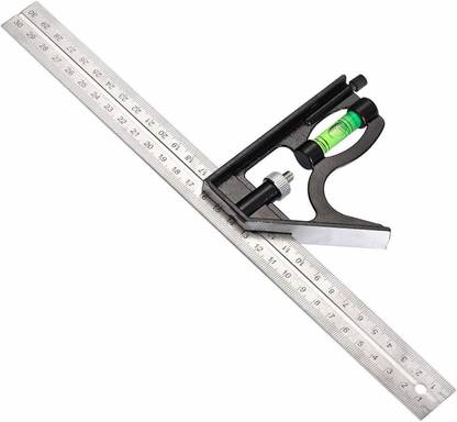Homdum Stainless Steel Multi-function Combination Right Angle Ruler Precision Try Square Measuring Tool Set with 12” inch Blade. Combination Square