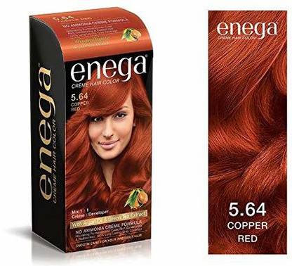 एनेगा Cream hair color (120 ml/each) superior quality with Argan Oil & Green Tea extract NO AMMONIA Cream FORMULA smooth care for your precious hair! Copper Red (Pack of 1) Hair Color   हेयर कलर