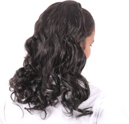 lamvi curls/curly hair wig with hair band 14-16 inch (black) Hair Extension