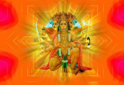 Hanuman Wallpapers Fully WaterProof Vinyl Sticker Poster For Living Room,Bedroom,Office,Kids Room,Hall (24inch X 36inch) Fine Art Print