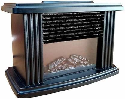 VIRZA TRADE Electric Flame Heater Fan Air Warmer Fireplace Flame Heater for Office Home Operated with Remote Control- Black Fan Room Heater