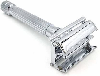 Parker Safety Razor model 82r, chrome plated heavyweight twist-to-open butterfly safety razor & 5 parker double edge blades, Men