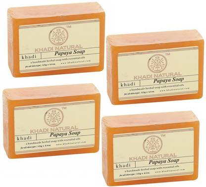 KHADI NATURAL Herbal Papaya Soap set of 125gm X 4