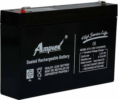 AMPTEK 6V 7AH RECHARGEABLE VRLA SMF FOR TOYS & ROBOTIC PROJECTS AGM Solar Battery
