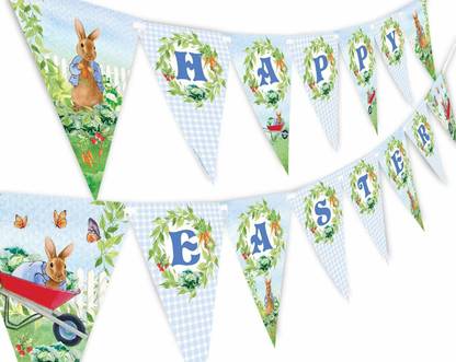POP parties Peter Rabbit Happy Easter Banner Pennant - Easter Decorations Pennant Banner
