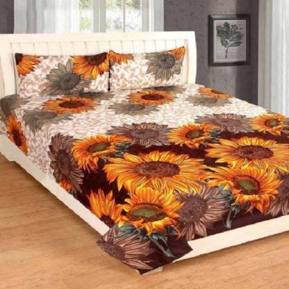 Sodha Collections 144 TC Polycotton Double Floral Flat Bedsheet