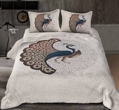 Aranatha Enterprises Cotton Queen Flat 144 TC Printed Bedsheet