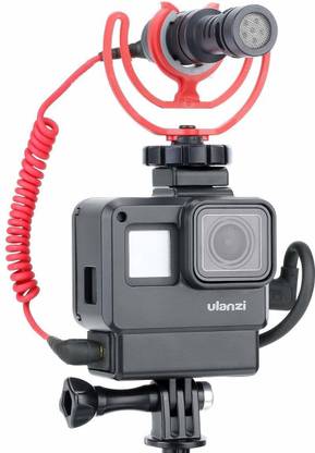 ULANZI V2 Vlogging Setup Kit for GoPro - Housing Case Frame + Microphone Cold Shoe Mount for GoPro Hero 7/6/5 Action Camera Accessories Camera Housing