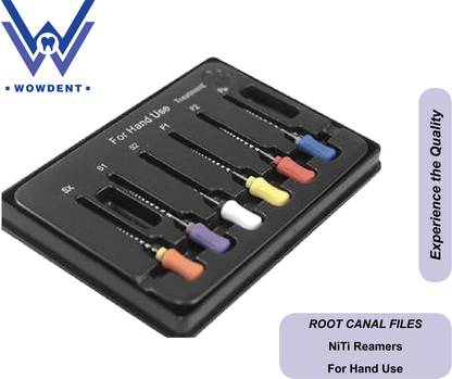 WOWDENT ADT Protaper Hand Files Assorted Pack of 6 Files - Hand use Pro Taper Universal Root Canal Niti File Endodontic SX-F3 (25mm) Dental Elevator