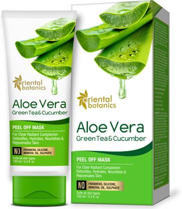 Oriental Botanics Aloe Vera, Green Tea & Cucumber Peel Off Face Mask for Clear Radiant Complexion