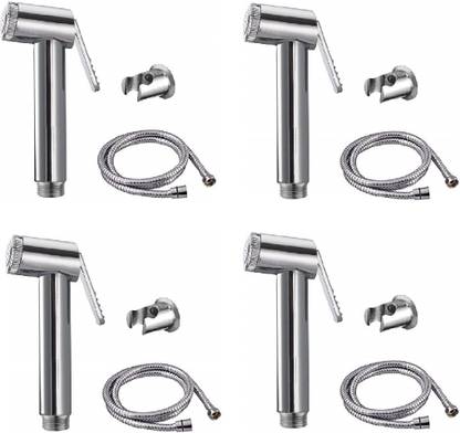 Prestige Jaquar ABS Conti Health Faucets Pack Of 4 Health Faucet with 1 Mtr SS Tube And Hook PVC Chrome Plated Health Faucet Faucet Set () Faucet Set