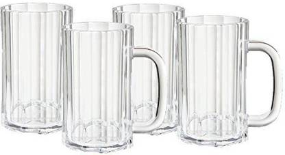 Superlook (Pack of 4) Unbreakable Transparent Frosted Beer Mug/Milk Shake Mug/Juice Mug Glass 300ml Each (Set of 4) Glass Set Water/Juice Glass