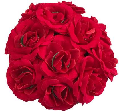 VinshBond Artificial Red Rose flower Bun Juda Maker Flower Gajra Hair Accessories For Women and Girls Pack_01 Bun