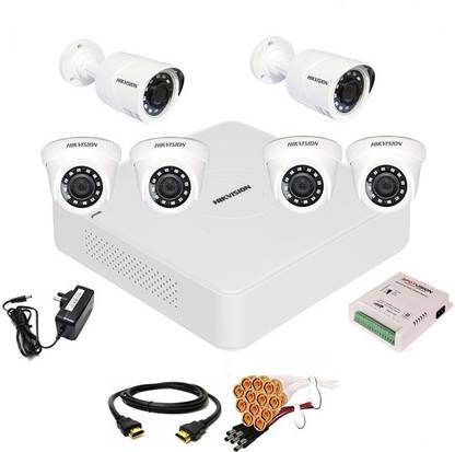 Spotvision 8 Channel Power Supply,Hikvision 8 Channal HD DVR 1080p 1Pcs,Outdoor Camera 2 MP 2Pcs,Indoor Camera 2 MP 4Pcs,combo set Security Camera