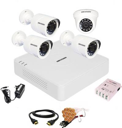 Spotvision 4 Channel Power Supply,Hikvision 4 Channal HD DVR 1080p 1Pcs,Outdoor Camera 2 MP 3Pcs,Indoor Camera 2 MP 1Pcs,combo set Security Camera