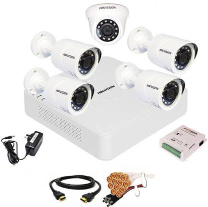 Spotvision 8 Channel Power Supply,Hikvision 8 Channal HD DVR 1080p 1Pcs,Outdoor Camera 2 MP 4Pcs,Indoor Camera 2 MP 1Pcs,combo set Security Camera