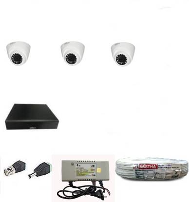 DAHUA ahua 4 Channel HD DVR with 1080P Realtime Preview + 3 Dahua HD IR 2MP Dome Camera + Supply & All Required Connectors Security Camera