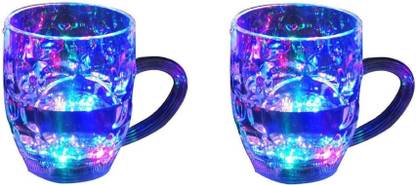 BOXO Rainbow Magic Color Cup with LED Light Party (250 ml) Glass Mason Jar