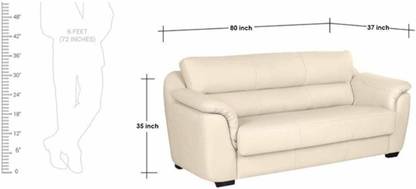 CasaStyle Casalina 3 Seater Leatherette Sofa (Cream) Leatherette 3 Seater  Sofa