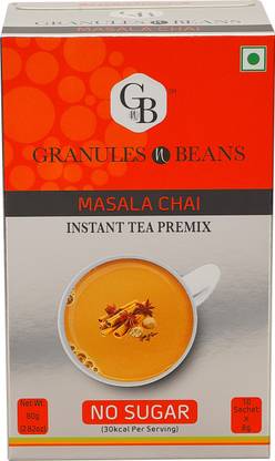 Granules and Beans No Sugar Masala Instant Tea Premix (10 Sachet x10 gm =100 Gms) Almond, Spices Masala Tea Box